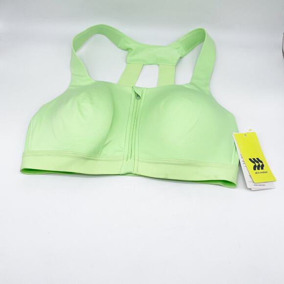 All In Motion Sculpt High Support Zip Front Sports Bra Light Green Size 38B - Picture 2 of 11